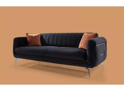 Бархатный трехместный диван современного дизайна