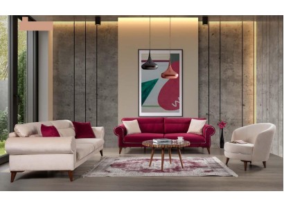 Бархатно - роскошный комплект из трехместных дивана и люксового кресла