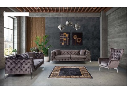 Комплект роскошных 3-х местных диванов и комфортного кресла в стиле Честерфилд