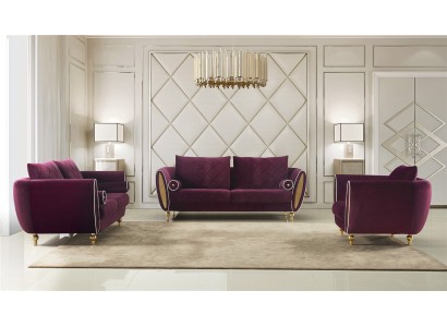 Дизайнерский комплект диванов 3+2+1 для гостиной в бархатной обивке