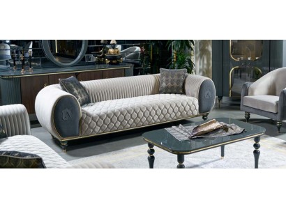 Dreisitzer Sofa 3 Sitzer Stoff Luxus Couch Sofa big Polster 230 cm Designer