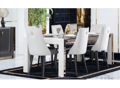 Design Luxus Tische Esszimmer Italienische Möbel Tisch Lehnstuhl 6x Stühle Neu