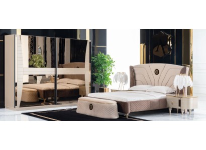 Luxus Set Schlafzimmer Bett Nachttisch Kommode Hocker Gruppe Garnitur Neu 5tlg.