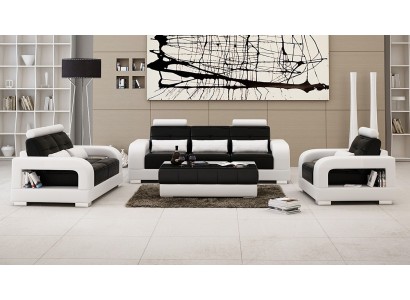 Кожаный диванный гарнитур в изысканном современном стиле 3+1+1