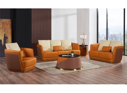 Wohnlandschaft Sofagarnitur 3+2+1 Sitzer Ledersofa Couch Garnitur