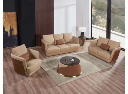 Комплект 3+2 стильных современных кожаный диванов для гостиной