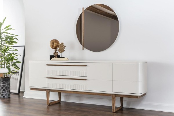 Sideboard Kommode Anrichte Spiegel Holz Esszimmer Schränke Set Weiß