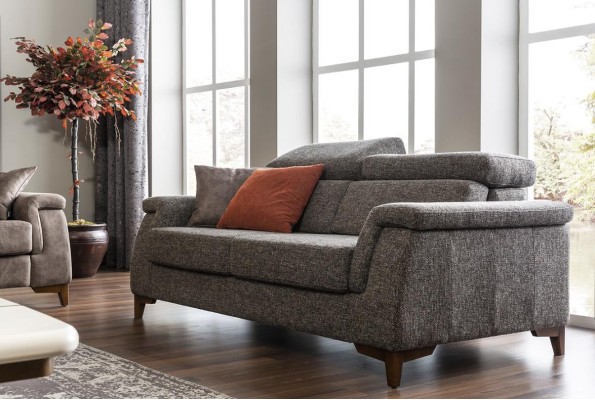 Sofagarnitur 321 Sitzer Stoffsofa Sofa Stoff Sessel Grau Bettfunktion