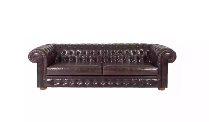 Chesterfield Design Luxus Polster Sofa Couch Sitz Garnitur Braun Textil