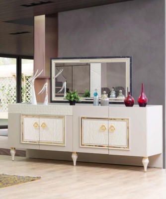 Kommode mit Spiegel Konsole Möbel Kommoden Schrank Design Luxus Sideboard Neu