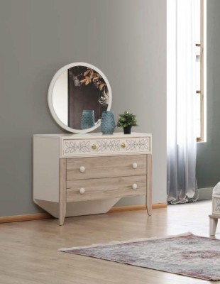 Set Commode Avec Miroir Coiffeuse Console Bois Moderne Chambre à Coucher