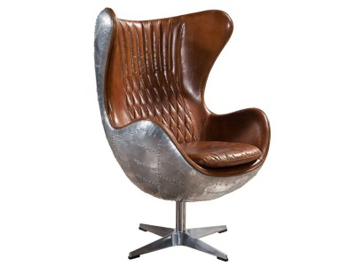 Cтильное вращающееся коктейльное кресло с высокой спинкой в коричневом цвете