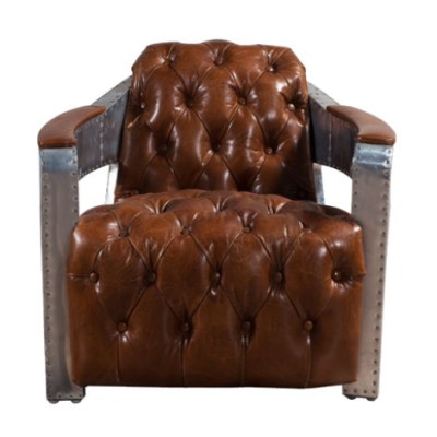 Armchair Aviator Chesterfield Shabby Vintage Chair Leather Armchair Club Lounge Design