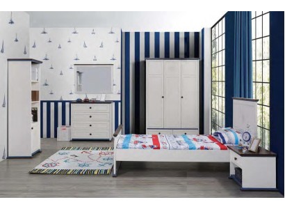 Schlafzimmer Kinderzimmer Set Modern Schrank Kommode Tisch Holz Weiß Neu 5tlg.