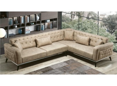 Sofa Couch Beige Wohnzimmer Set Design Modernes Sofa Ecksofa neu