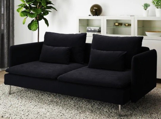 Привлекательный угловой диван в черном цвете для гостиной