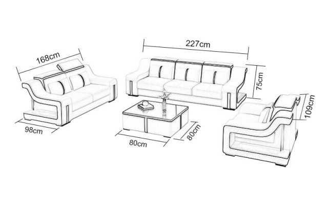 Sofagarnitur Couch Polster Sofa Set 3+2 Leder Couchen Sofas Komplett