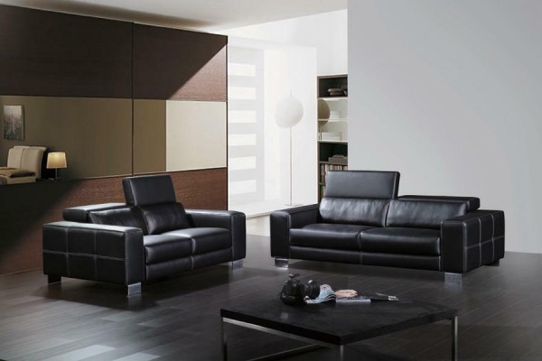 Ledersofa Couch Wohnlandschaft 3+2 Sitzer Garnitur Deko Design Modern Sofa