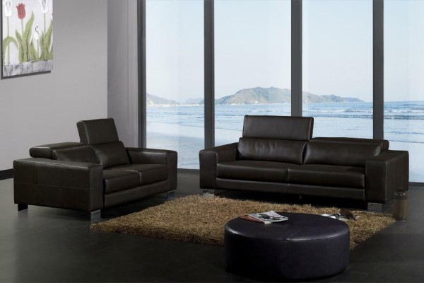 Ledersofa Couch Wohnlandschaft 3+2 Sitzer Garnitur Deko Design Modern Sofa