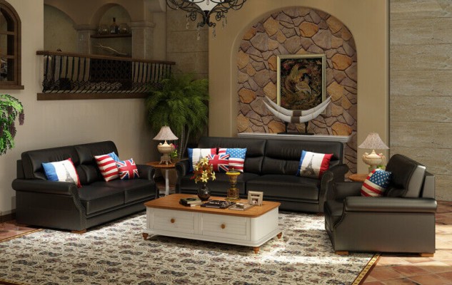 Leather Sofa Couch Living landscape 3+2 Seater Suite Modern Sofa Sets