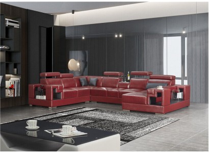 Гостиный угловой диван U-образной формы + журнальный столик в популярном Европейском стиле