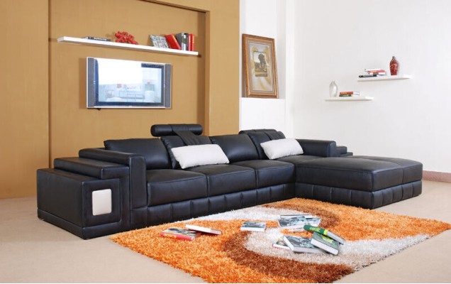 Ecksofa Leder Sofa Couch Polster Eck Wohnlandschaft Sitz Garnitur L-Form