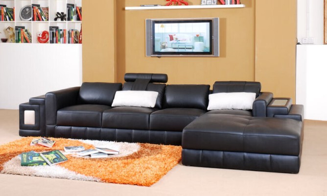 Ecksofa Leder Sofa Couch Polster Eck Wohnlandschaft Sitz Garnitur L-Form