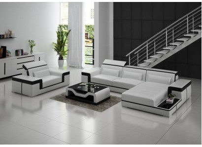 Wohnlandschaft Ecksofa L-Form Sessel Set Garnitur Modern Sofa Leder