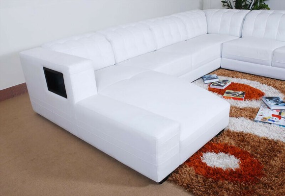 Designer Sofa Couch Ecksofa mit Hocker Garnitur Wohnlandschaft Polster