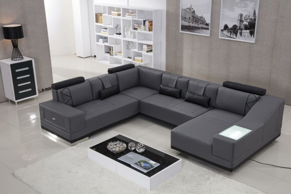 Ecksofa Ledersofa Big xxl U Form Wohnlandschaft Deko Sofa Couch Garnitur