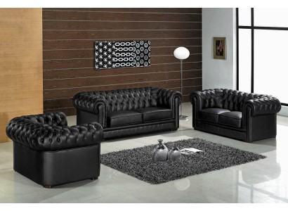 Sofagarnitur Chesterfield Möbel Sofa Sitzer Set Sofa Polster Couch Leder