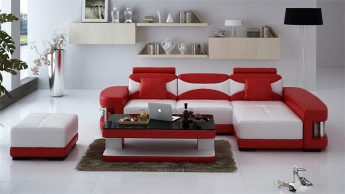 Ledersofa Ecksofa Hocker Garnitur Polster LForm Couch Sofa Design