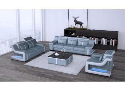 Sofagarnitur Couch Polster Sofa 322 Komplett Set Garnituren Design Leder 3tlg.