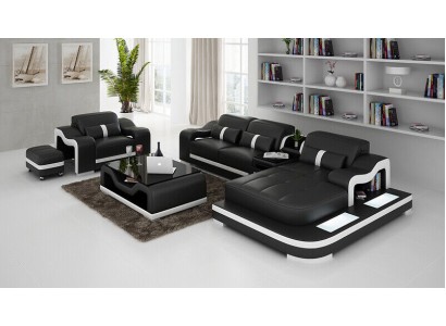 Wohnlandschaft Ecksofa L-Form Sessel Set Garnitur Deko Modern Sofa Leder