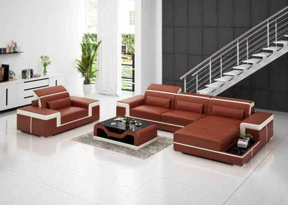 Ecksofa Set Couch Polster Eck Garnitur Sessel Wohnlandschaft L Form