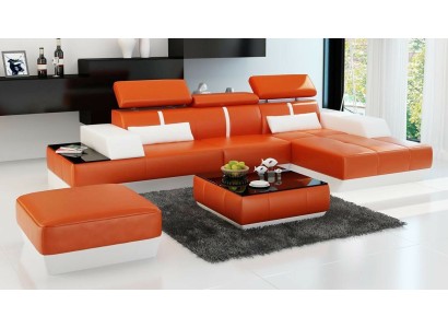 Moderne Sofa Eckgarnitur L Form Polster Sitz Ecke Couch + Hocker