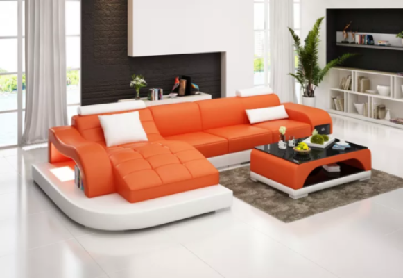 Ecksofa Wohnlandschaft Ledersofa Designer Sofa Sofa Couch Polster Ecksofa Orange