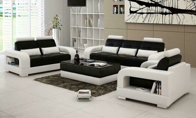 Sofagarnitur Polster 3+1+1 Sitzer Set Design Sofas Couchen Leder Modern