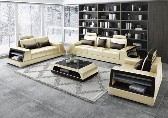 Sofagarnitur Sitzer Set Design Sofas Polster Couchen Leder Moderne 3+3