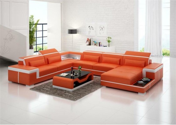 Sofa Couch Polster Garnitur Wohnlandschaft Design Ecksofa Leder Neu