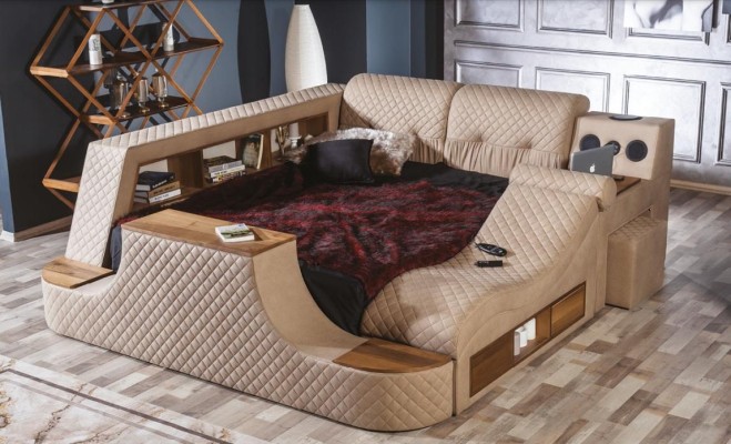 Multifunction Bed Bedroom Furniture Beds Luxury Bed tv lift Double bed new