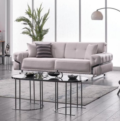 Graue Sofagarnitur Wohnzimmer Sofas Dreisitzer Sessel Komplettes Set 3tlg