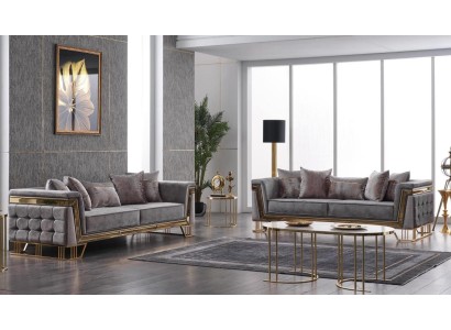 Стильный диванный гарнитур серого цвета в стиле модерн