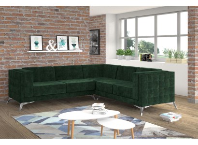 Sofa L-Form Chesterfield Couch Wohnlandschaft Garnitur Design Klassische