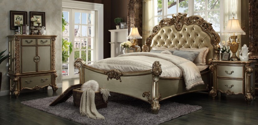 Bed 2x Bedside table 3 pcs. Bedroom Set Designer Luxury Group Suite