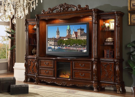 Wohnwand TV Wand Holz Stil Barock Regal Klassische Wohnzimmer Möbel