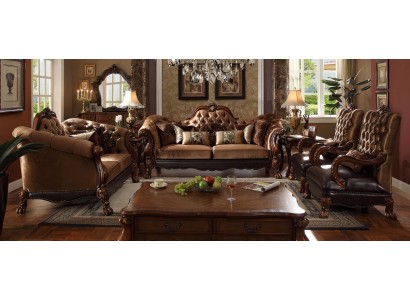 Klassische Sofagarnitur 3+2+1 Sitzer Sofa Couch Polster Textil Chesterfield