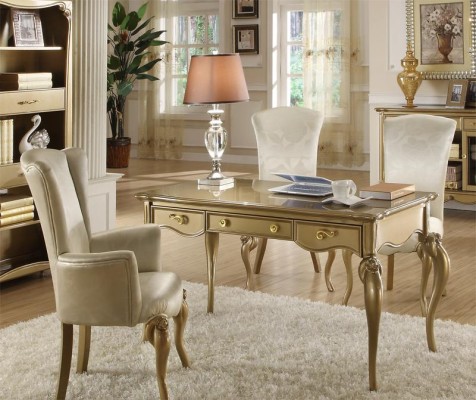 Office Set Furnishings Desk Suite Wood Table Armchair Baroque Rococo 2-piece.