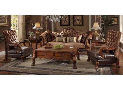 Изысканный комплект диванов с кофейным столиком в стиле Честерфилд