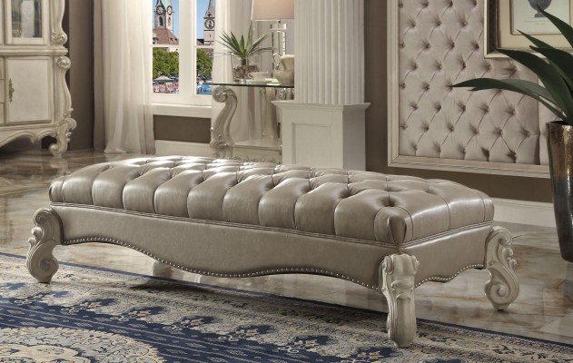 Hocker Beistell Chaiselounge Fußhocker Chesterfield Leder Ottomane Barock Rokoko